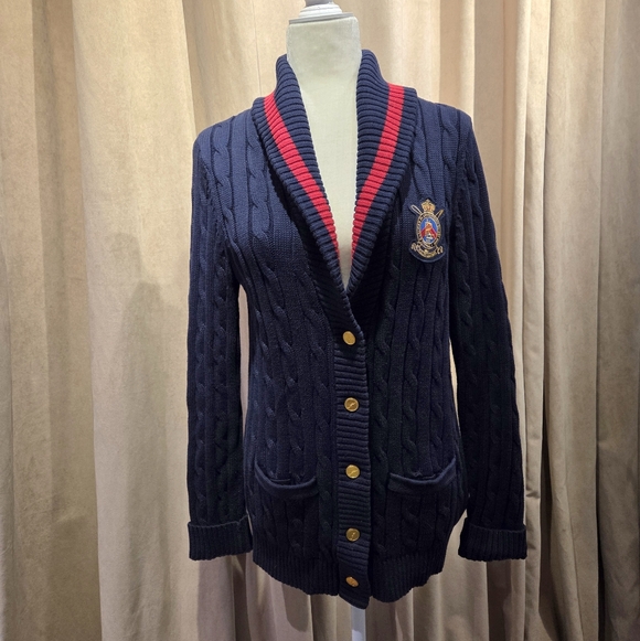 Ralph Lauren Sweaters - Navy Blue Cable Knit Cardigan